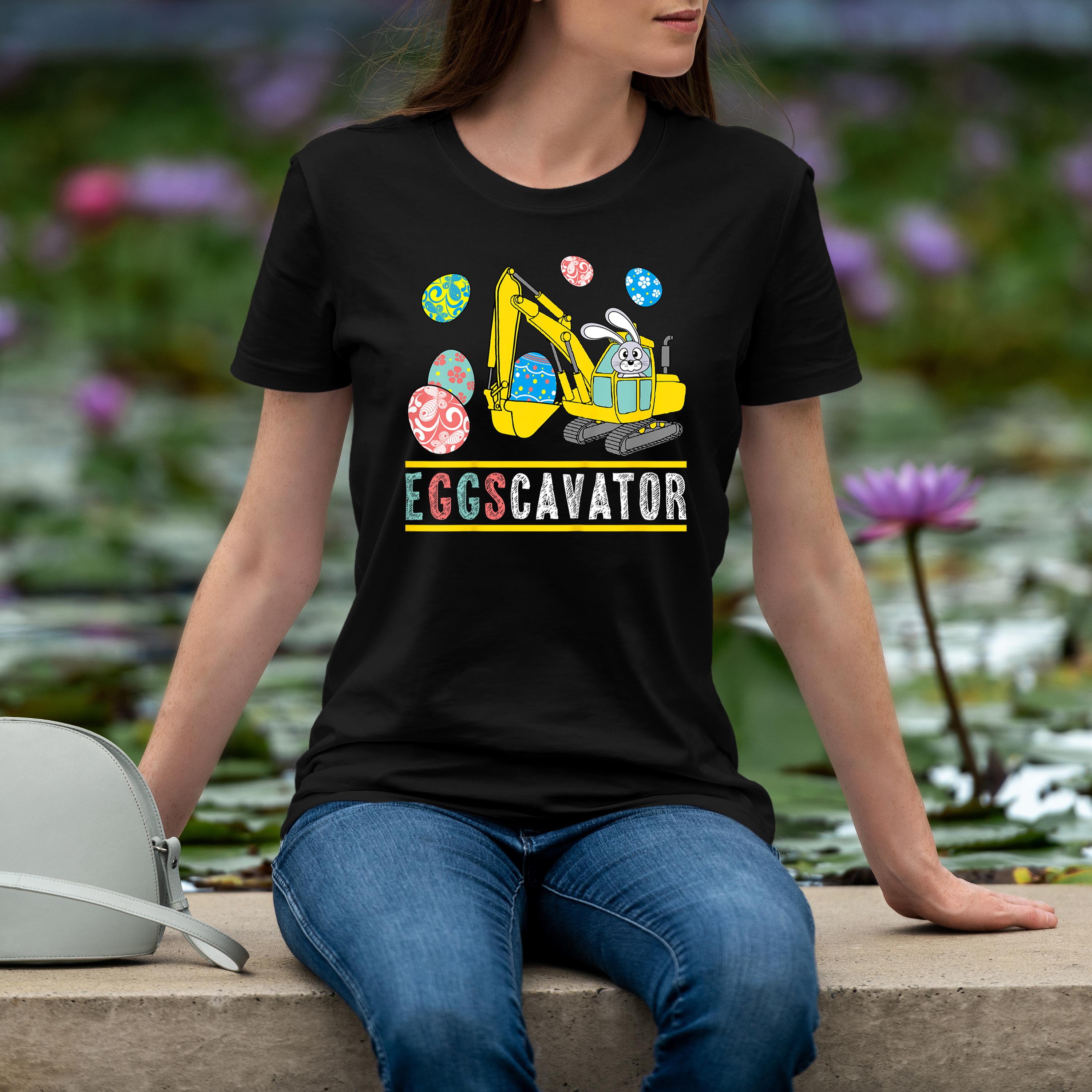 Kids Eggs Cavator Easter For Boys Kids Bunny Excavator Shirt 